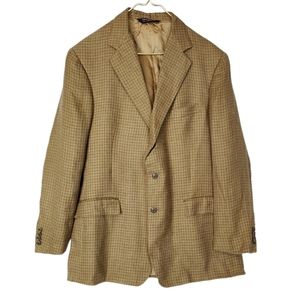 Vintage Patterned Tweed Blazer by Polo Ralph Lauren Linen Jacket in Copper Gold